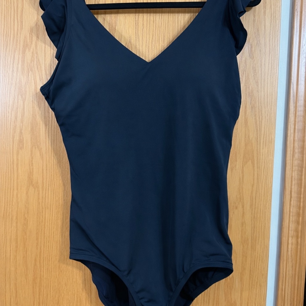 Time and Tru Black Women Ruffle swimsuit